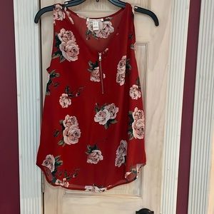 Orange floral blouse